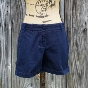 Navy Blue Khaki Shorts J.Crew Broken In Chino Size 2 Weathered 100% Cotton Twill